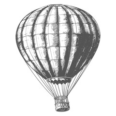 air balloon with engraving style black color only
