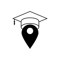 map pointer with graduation cap, icon