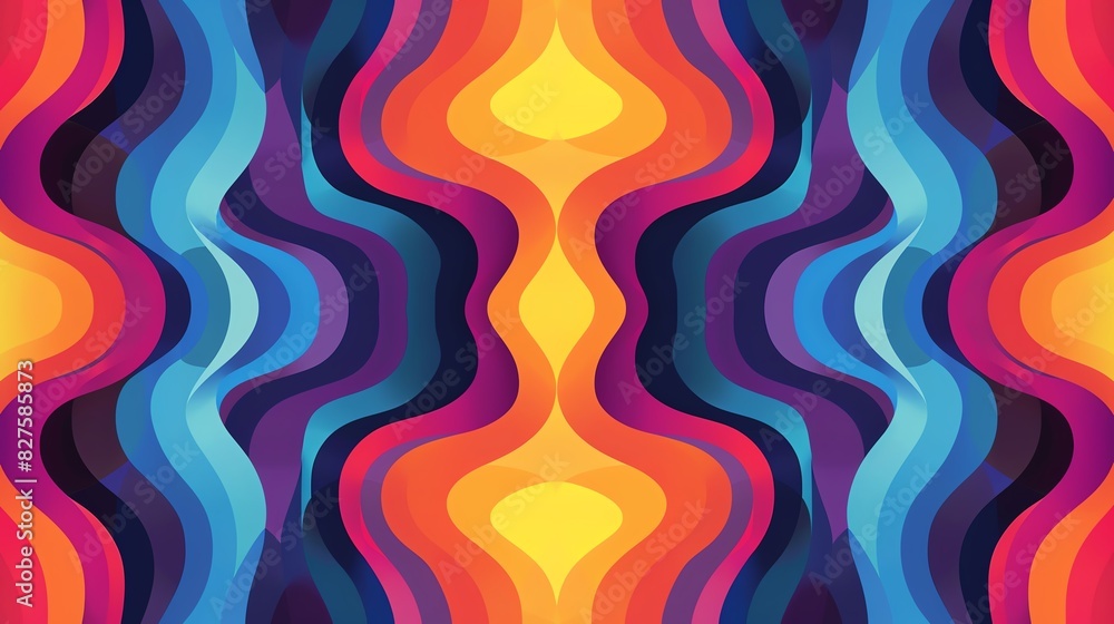 Poster vibrant abstract wavy pattern with colorful gradient shapes. perfect for backgrounds, wallpapers, an