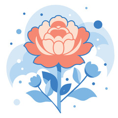 Fototapeta premium Abstract Illustration of a Single Rose with Blue Background