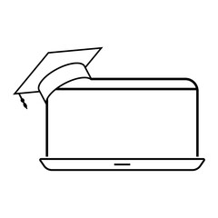 laptop with graduation cap icon