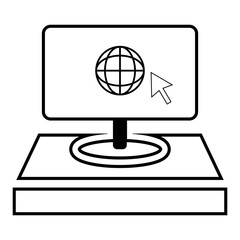 globe and computer, icon
