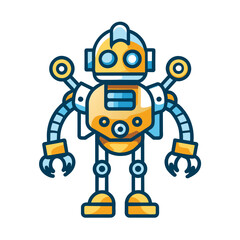 Fototapeta premium Cartoon Robot with Yellow Body and Blue and Yellow Accents