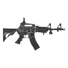 Silhouette machine gun military weapon body black color only
