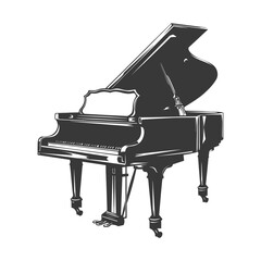 Silhouette old piano black color only