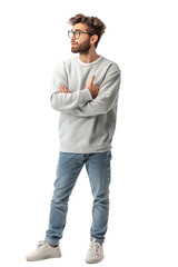 Naklejka premium young-man-standing-with-folded-arms-transparent-image