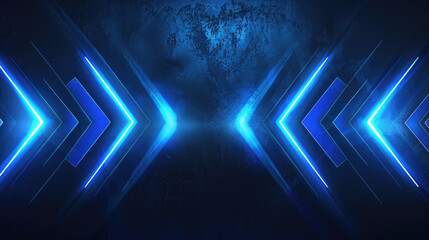 Blue glowing arrows in a dark background.
