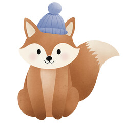 Brown Fox with blue hat