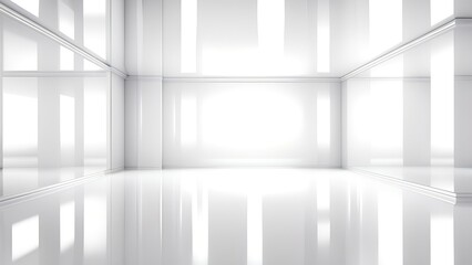 Fototapeta premium 3d render empty room, corridor perspective background with shiny reflective lights.