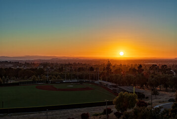 Sunset view of Freemont city from Ohlone Scholl, CA, USA