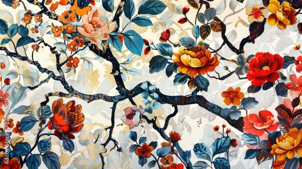 Poster digital printing for creating textile patterns on wallpaper