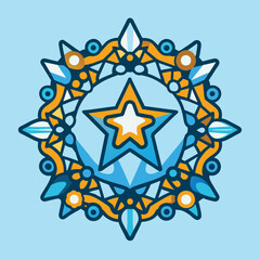 Abstract Star Design with Geometric Ornamentation
