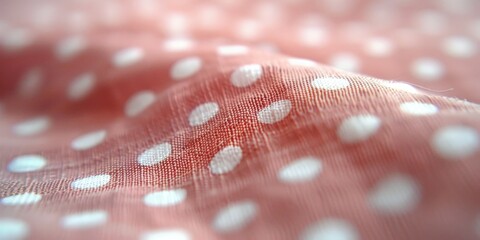 A close up of a red and white polka dot fabric. The fabric is very soft and has a very smooth texture