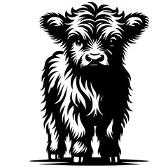 Cute Highland Cow Svg, Baby Cow Svg, Cow Png, Farm Animal SVG, Mountains SVG, Highland Cow Silhouette, Highland Cow Clipart, Cut file for Cricut, SVG, JPG, PNG, Nature