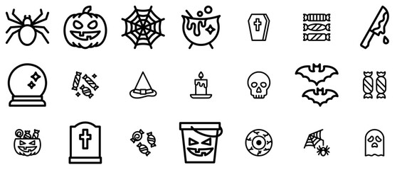 Set Of Halloween Vol Vector Symbols Apps, Websites Ui Designs Suitable For Candies,Halloween,Candy,Scary,Spooky Infographic Simple Vector Illustration Logo