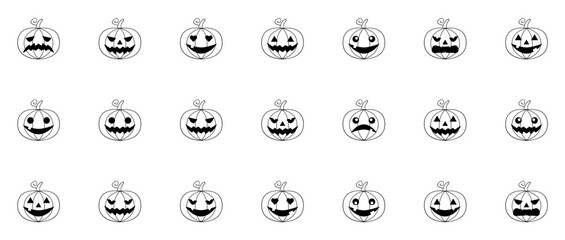 Mega Set Of Vector Halloween Pumpkins Icons Web Header Banner Design Containing Face,Lantern,Pumpkin,Halloween,Jack Infographic Simple Vector Illustration Logo