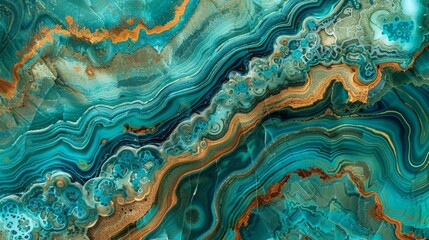 A detailed view of a marbled texture in blue and gold colors