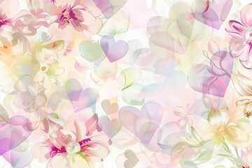 Obraz premium Spring background flowers and hearts postcard, banner, Design