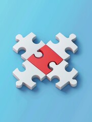 Fototapeta premium A puzzle piece with a red piece in the middle