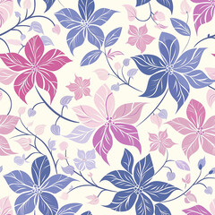 Repeating floral pattern for wallpaper or fabric design, wrapping