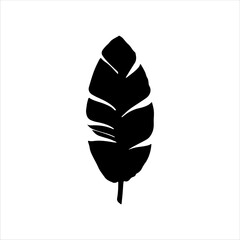Single banana leaf silhouette isolated on white background. Banana leaf icon vector illustration design.