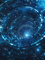 Energy blue background. Technological background for design on the topic of artificial intelligence, neural networks, big data. Copy space. Design of albums, notebooks, banners, postcards, posters