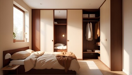 Fototapeta premium Scandinavian bedroom interior design bedroom