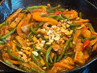 Vegan seitan glazed stir fry