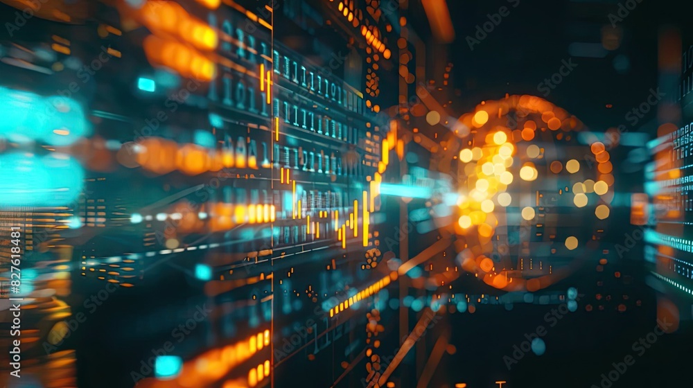 Poster abstract futuristic digital technology background with glowing data and connections. ideal for ai, t