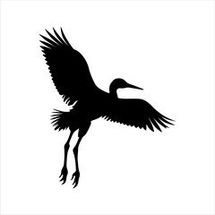 Japanese crane flying silhouette isolated on white background. Crane bird icon vector illustration design.