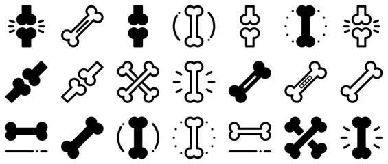 Set Of Linear Bone Icons Collection Isolated Silhouette Solid Icons Including Joint,Osteoporosis,Calcium,Dog-Food,Bone Stroke Icon Collection. Vector Illustration