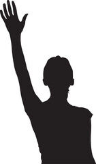 Female raised-one-hand silhouette