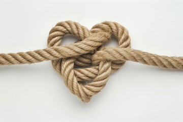 A rope is tied in a knot that looks like a heart