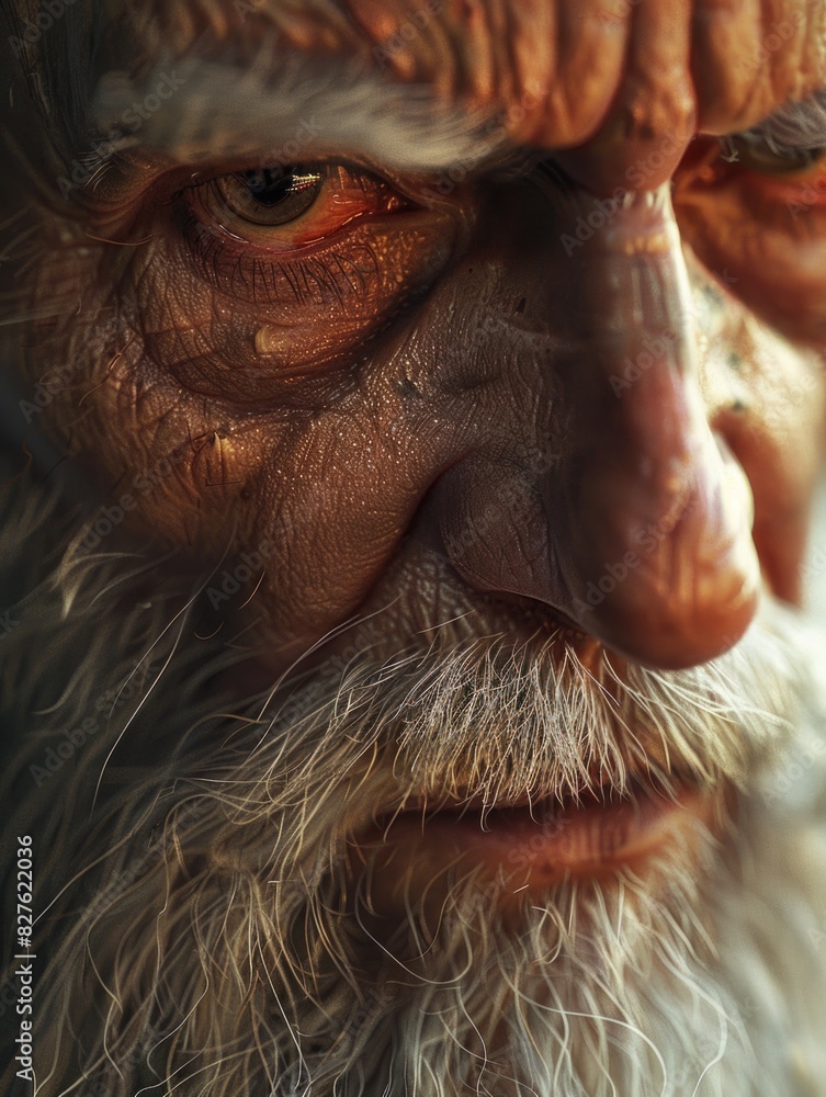 Poster a man with a beard and a beard is shown with a sad expression. the man's eyes are red and he is cryi
