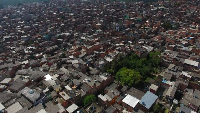 Aerial view of Parais&oacute;polis Favela - S&atilde;o Paulo, Brazil