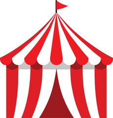 Striped red circus tent stock vector illustration.