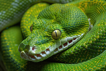 Fototapeta premium Green Tree Python Coiled and Ready