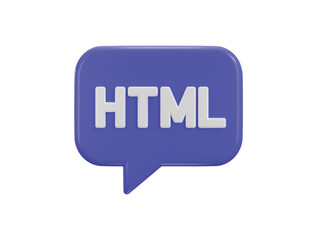 HTML icon 3d render concept of programming language icon vector illustration