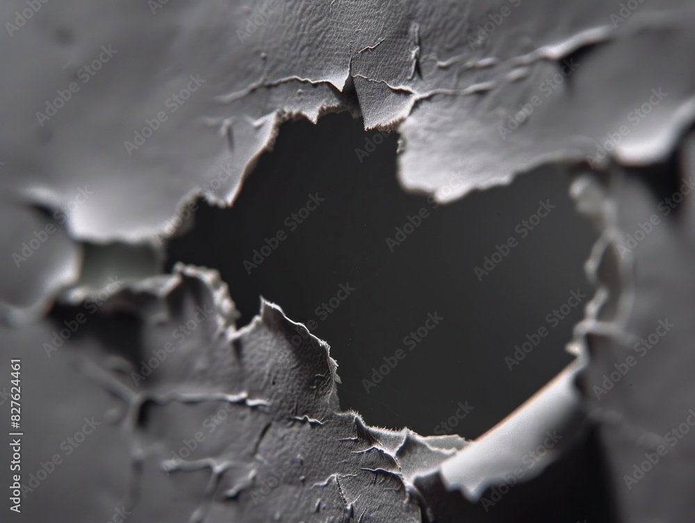 Poster a torn piece of paper with a hole in the middle. the paper is torn in a way that it looks like it ha