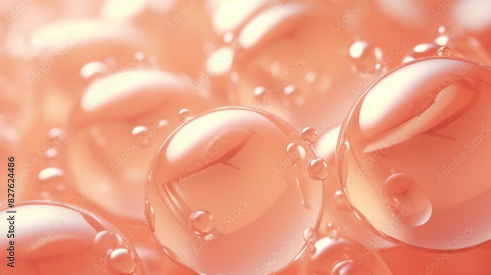 Aufkleber a close up of many small pink bubbles. the bubbles are all different sizes and are floating in a pin