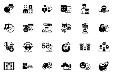 Mega Set Of Vector Movie Genre Gylph Icons Silhouette Vector Logo Design Containing Movie,Genre,Crime,Entertainment,Cinema Vector Illustration Linear Pictogram Pack