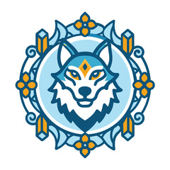 Fototapeta premium Ornate Circular Design Featuring a Wolf's Head