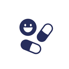 antidepressant pills icon on white