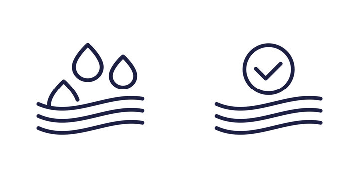 Absorption icons, absorb water line vector