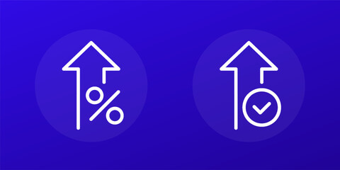 profit increase or growth line icons, vector