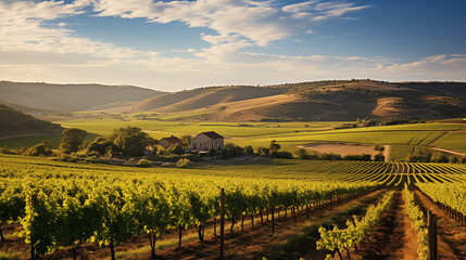 Fototapeta premium Countryside Vineyard at Sunset