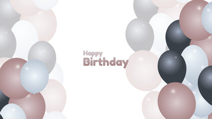 Happy Birthday background , aesthetic birthday background with baloons suitable for poster banner or gift card