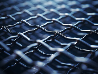 3D rendering showcases a metal grid symbolizing networking against a natural backdrop