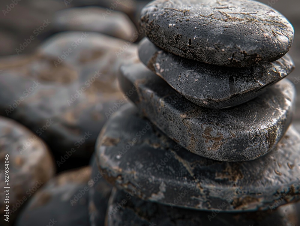 Poster a stack of rocks with a grayish color. the rocks are piled up in a way that they look like they are 