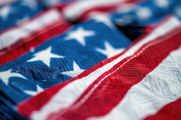 Close-up of American Flag with Focus on Stars and Stripes